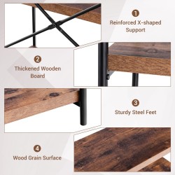 Vapaasti seisova ruskea puinen 5-tasoinen säilytyskirjahylly