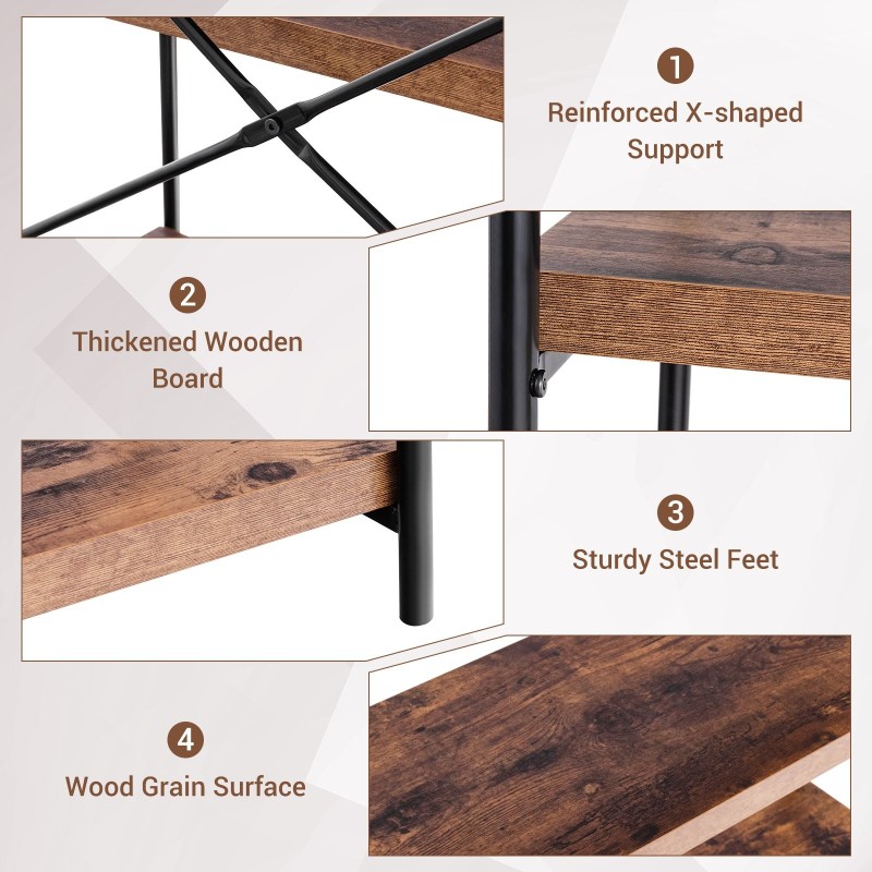 Vapaasti seisova ruskea puinen 5-tasoinen säilytyskirjahylly