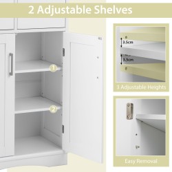 Valkoinen kylpyhuonekaappi 2 ovella ja laatikoilla