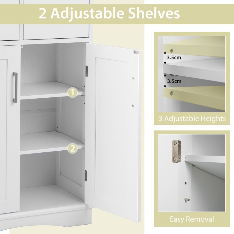 Valkoinen kylpyhuonekaappi 2 ovella ja laatikoilla