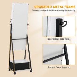 Liikuteltava lukittava korukaappi kokovartalopeilillä - valkoinen