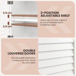 Seinäkaappi kylpyhuoneeseen, säädettävä hylly, valkoinen