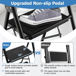 Kaksivaiheinen musta taittotikas pehmustetulla kädensijalla