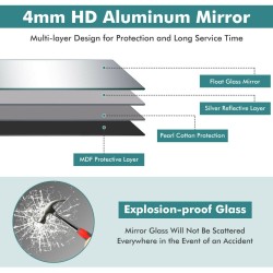 Kokovartalopeili musta 56x150 cm räjähdyssuojattu seinäasennus