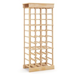 Viinipulloteline massiivipuusta 40 pullolle kaatumissuojalla luonnonväri