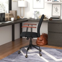 Säädettävä musta samettinen toimistotuoli, ergonominen ja kestävä