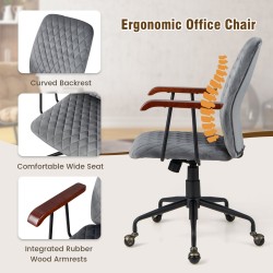 Säädettävä samettinen keinutuoli pehmustetulla istuimella - harmaa