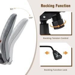 Säädettävä samettinen keinutuoli pehmustetulla istuimella - harmaa