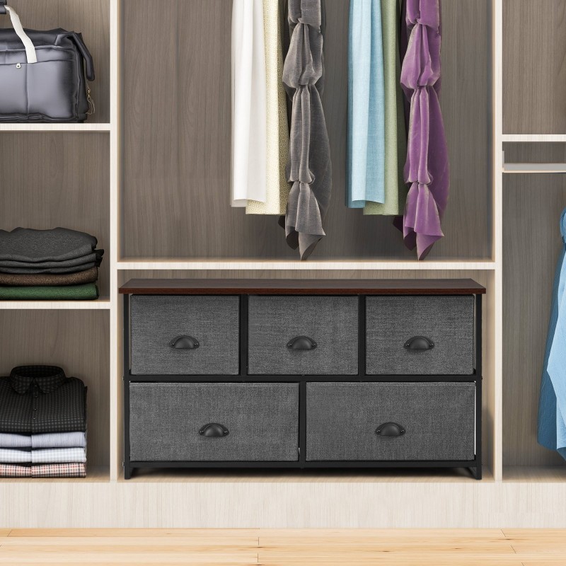 Viisiosainen harmaa säilytyslaatikosto, kestävä ja monikäyttöinen