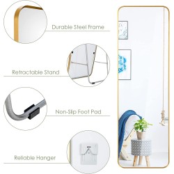 Kultainen kokovartalopeili teräskehyksellä ja turvakalvolla