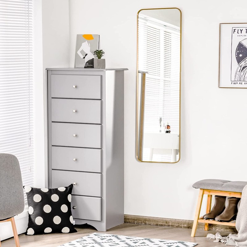 Kultainen kokovartalopeili teräskehyksellä ja turvakalvolla