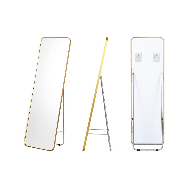 Kultainen kokovartalopeili teräskehyksellä ja turvakalvolla