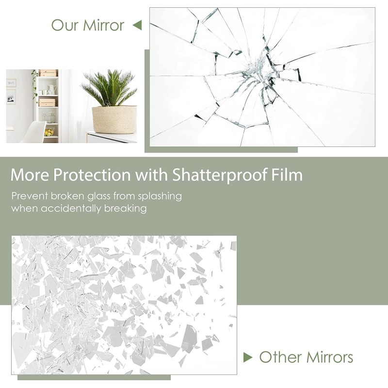 Kultainen kokovartalopeili teräskehyksellä ja turvakalvolla