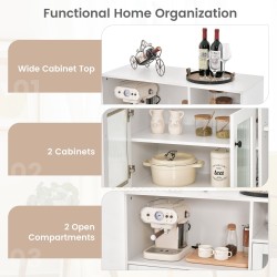 Valkoinen teollinen puinen keittiökaappi karkaistuilla lasiovilla