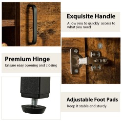 Vapaasti seisova keittiökaappi viinitelineellä - rustiikkinen ruskea