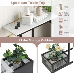 Moderni mustavalkoinen konsolipöytä kahdella säilytyskuutioilla