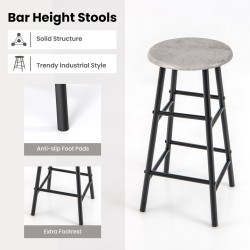 Kolmiosainen harmaa baaripöytä- ja jakkarasetti teolliseen tyyliin