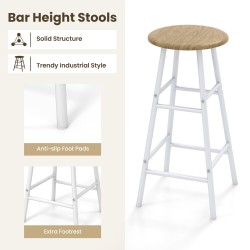 Kolmen osan baaripöytä- ja jakkarasetti, teollinen tyyli, luonnonväri