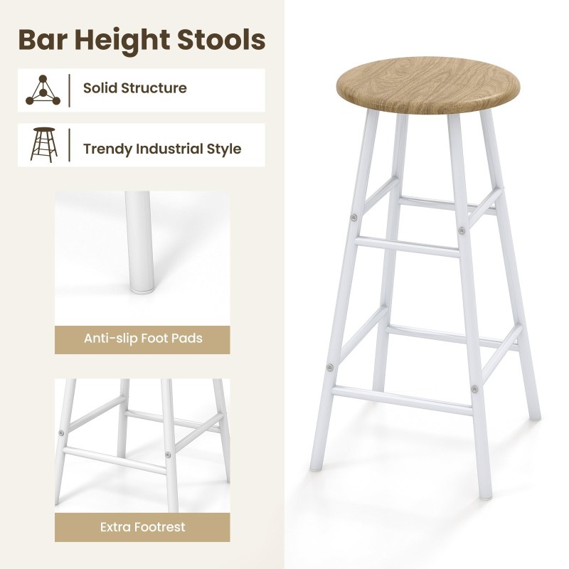 Kolmen osan baaripöytä- ja jakkarasetti, teollinen tyyli, luonnonväri