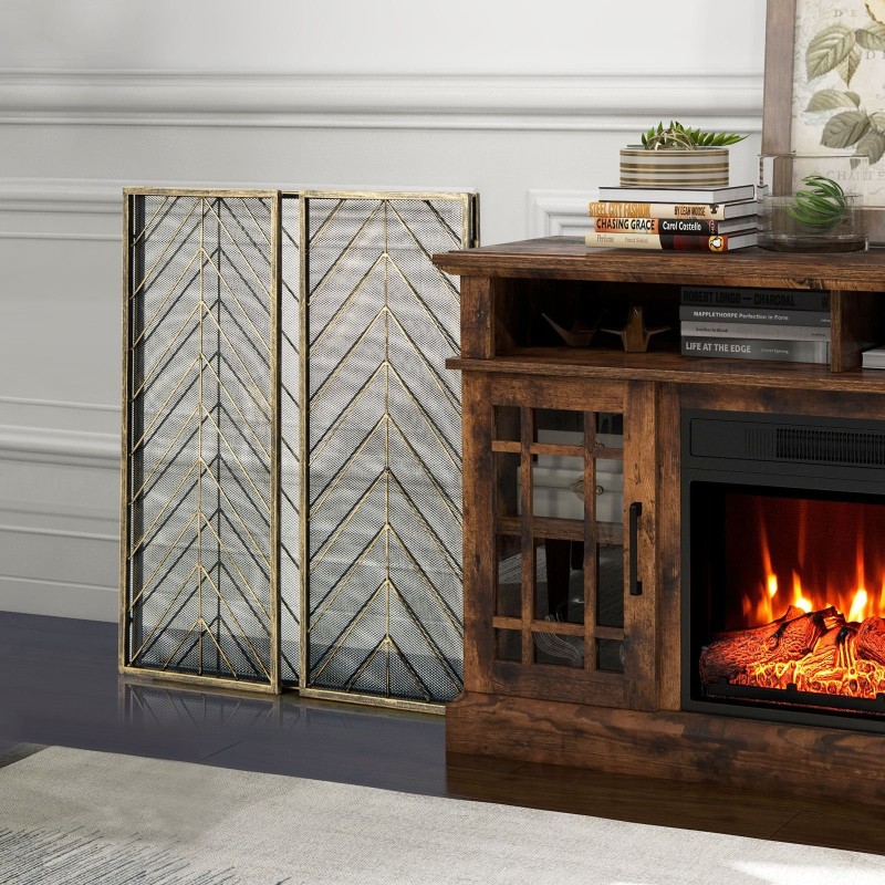 Taitettava pronssinen metallinen takkasuoja joustavilla saranoilla