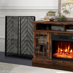 Taitettava musta metallinen 3-paneelinen takkasuoja joustavilla saranoilla