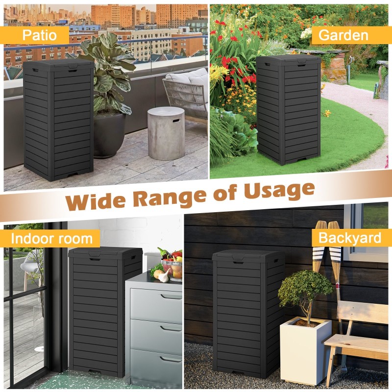 Suuri musta ulkoroskakori nestelokerolla ja kannella