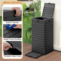 Suuri musta ulkoroskakori nestelokerolla ja kannella