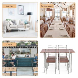 Viiden osan ruokailuryhmä, ruskea, teräsrunko, puukuviointi