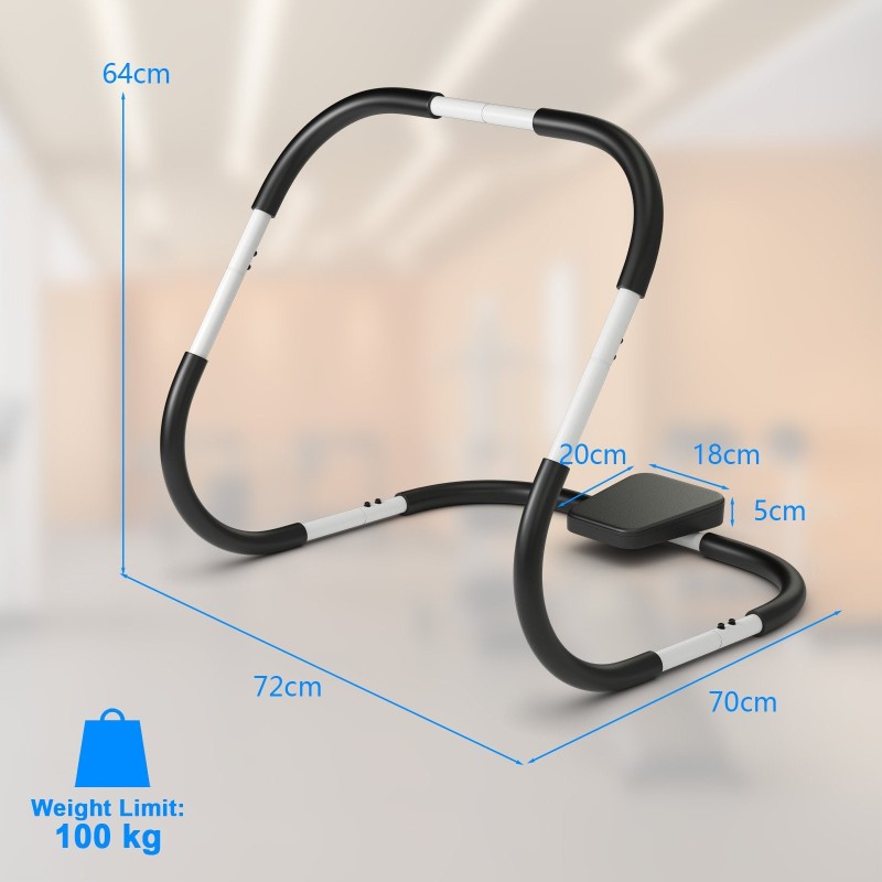 Kannettava vatsalihaslaite monipuoliseen treeniin, musta ja valkoinen