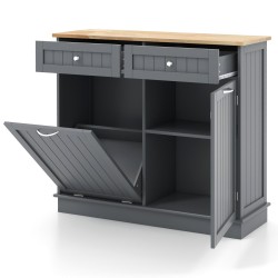 Harmaa monikäyttöinen roskakaappi säädettävällä hyllyllä ja laatikoilla