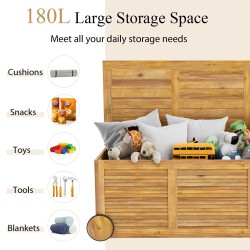 Akaasiapuu ulkosäilytyslaatikko pyörillä ja vettähylkivällä pussilla