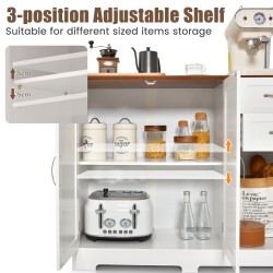 Valkoinen monikäyttöinen säilytyskaappi säädettävillä hyllyillä ja laatikoilla