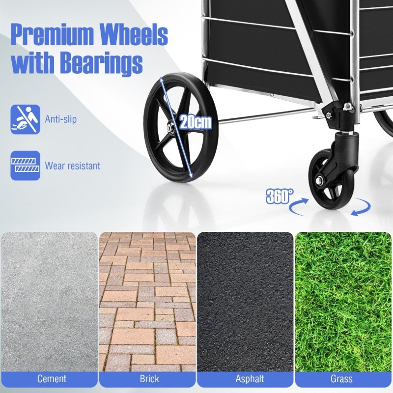 Taitettava ostoskärry vedenpitävällä linerilla - valkoinen