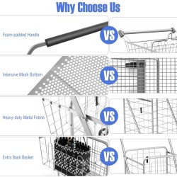 Taitettava ostoskärry vedenpitävällä linerilla - valkoinen