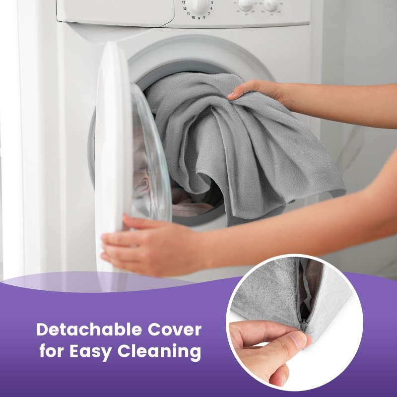 Ergonominen harmaa kiilatyyny kaarevalla muotoilulla ja pestävällä päällisellä