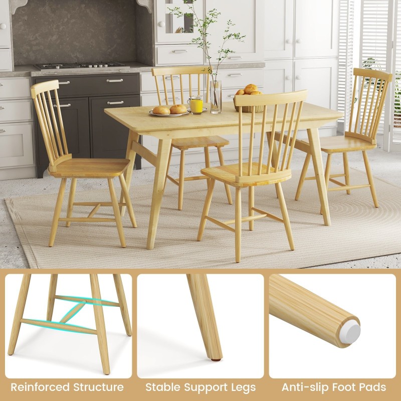 Setti 2 luonnollista windsor-tyylistä selkänojallista ruokapöydän tuolia