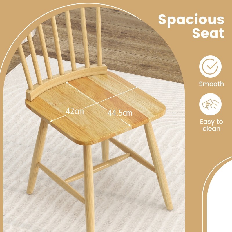 Setti 2 luonnollista windsor-tyylistä selkänojallista ruokapöydän tuolia