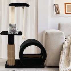 Monitasoinen kissan kiipeilytorni harjalla ja sisal-köydellä