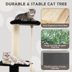 Monitasoinen kissan kiipeilytorni harjalla ja sisal-köydellä