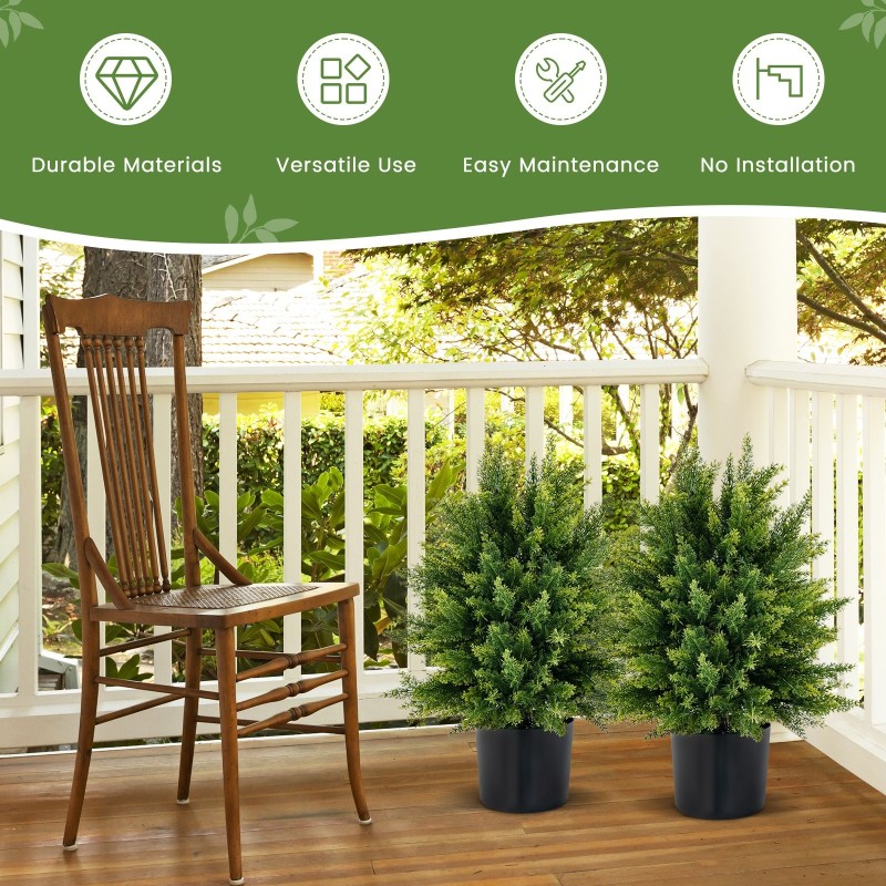 Keinotekoiset setripallopuut 2 kpl, vihreä, 55 cm, sisä- ja ulkokäyttöön