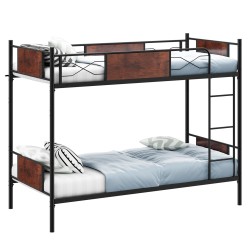 Musta metallinen 2-in-1 muunneltava kerrossänky tikkailla 90 x 190 cm