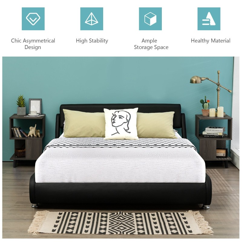 Kaksitasoinen harmaa yöpöytäsarja massiivipuujaloilla