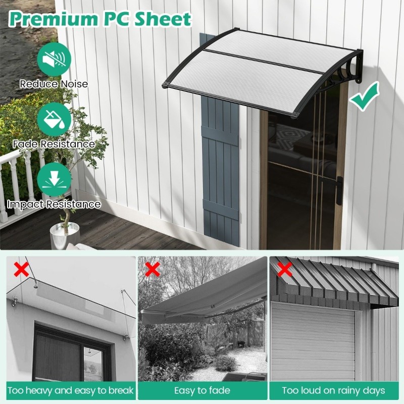 Harmaa ulko-oven terassimarkiisi säänkestävällä suojalla