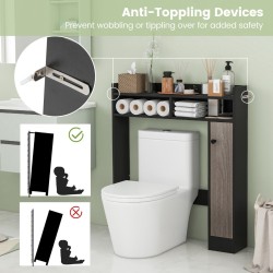 Musta säädettävä säilytyskaappi wc:n yläpuolelle Musta säädettävä säilytyskaappi wc:n yläpuolelle