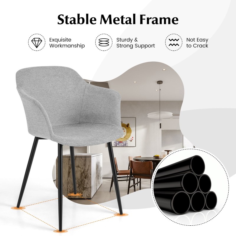 Ruokailutuolit 2 kpl ergonominen selkänoja leveät käsinojat vaaleanharmaa