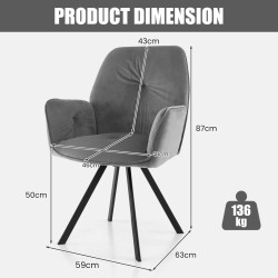 Kaksi harmaata kääntyvää nojatuolia metallijaloilla