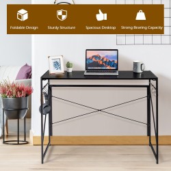 Taitettava musta tietokonepöytä, kestävä ja tilaa säästävä