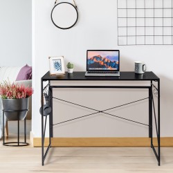 Taitettava musta tietokonepöytä, kestävä ja tilaa säästävä