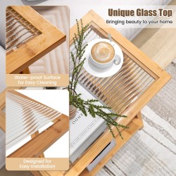 Boheemi z-muotoinen bambupöytä rattan-hyllyllä luonnollinen Boheemi z-muotoinen bambupöytä rattan-hyllyllä luonnollinen