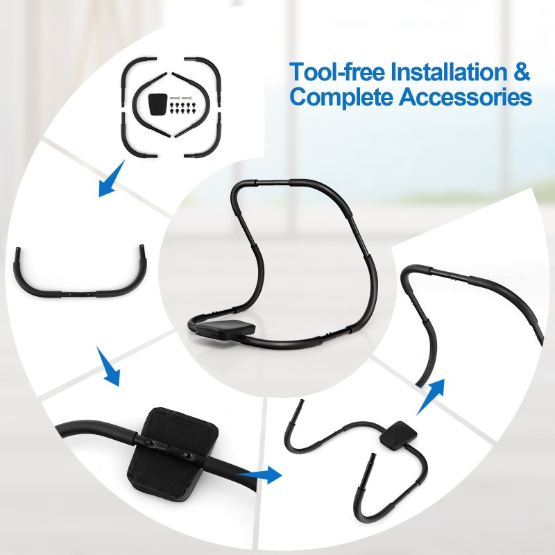 Kannettava musta AB-treenaaja pehmustetulla pääntuella